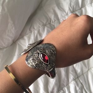 Brighton Ruby Stone Cuff Bracelet